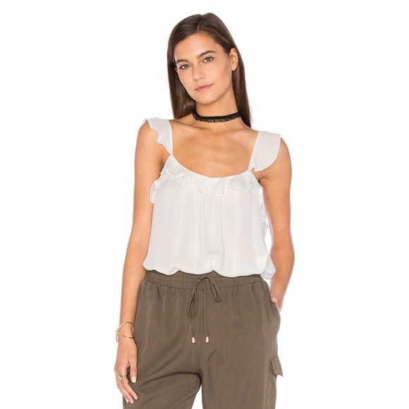 Joie Flirty Silk Petal Ruffle Tank Top Cream NWT S - Picture 8 of 12